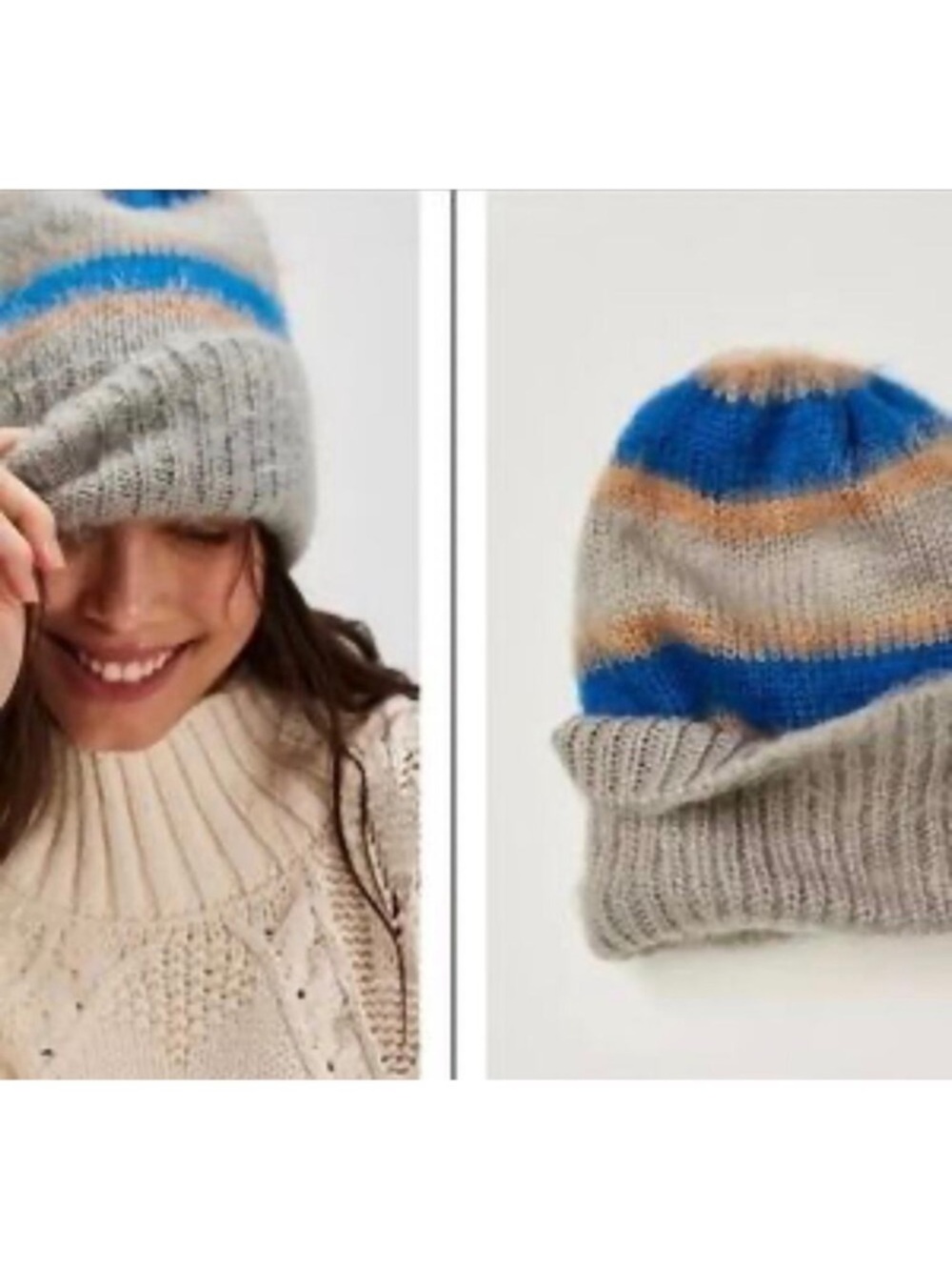 NWOT Free People Groove Striped Beanie One Size $38 Retail